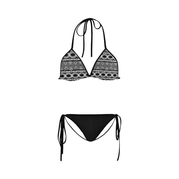 Bikini Swimsuit- Black and White Tribal