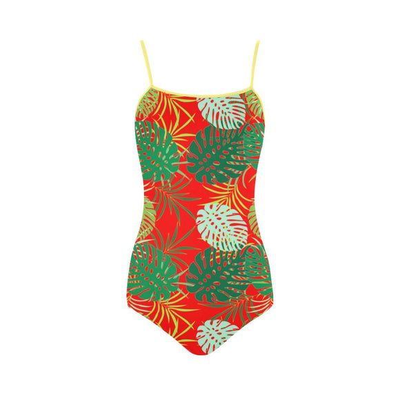 Strap Swimsuit- Royal Palm Red
