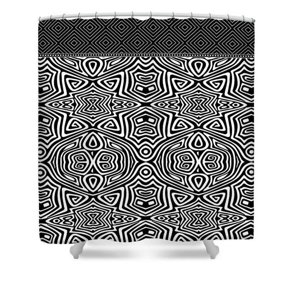 Shower Curtain - Electronic Black And White