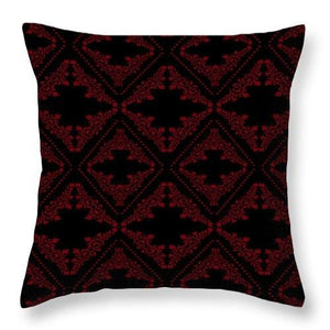 Square Throw Pillow-Elegant Lattice Deep Red
