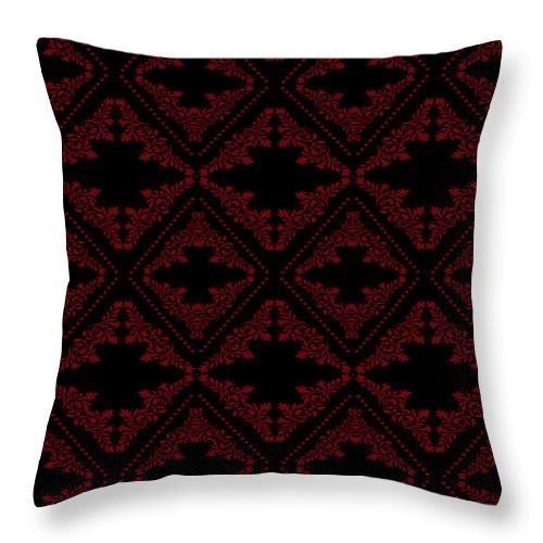 Square Throw Pillow-Elegant Lattice Deep Red