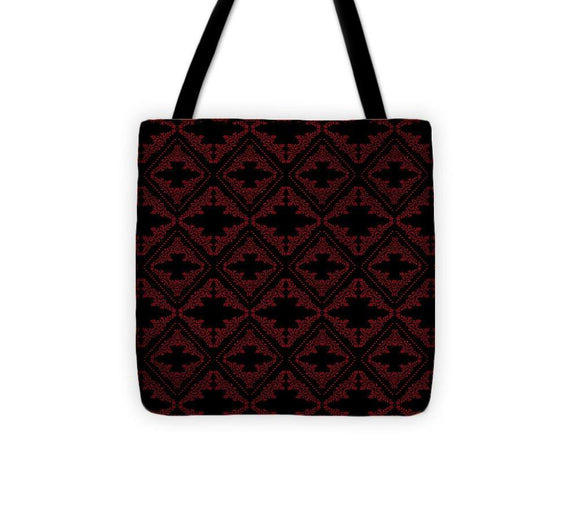 Tote Bag - Elegant Lattice Deep Red