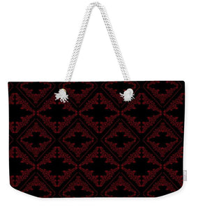 Weekender Tote Bag - Elegant Lattice Deep Red