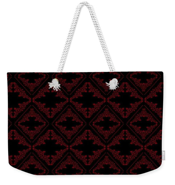 Weekender Tote Bag - Elegant Lattice Deep Red