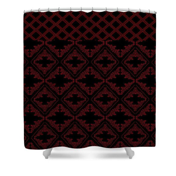 Shower Curtain - Elegant Lattice Deep Red