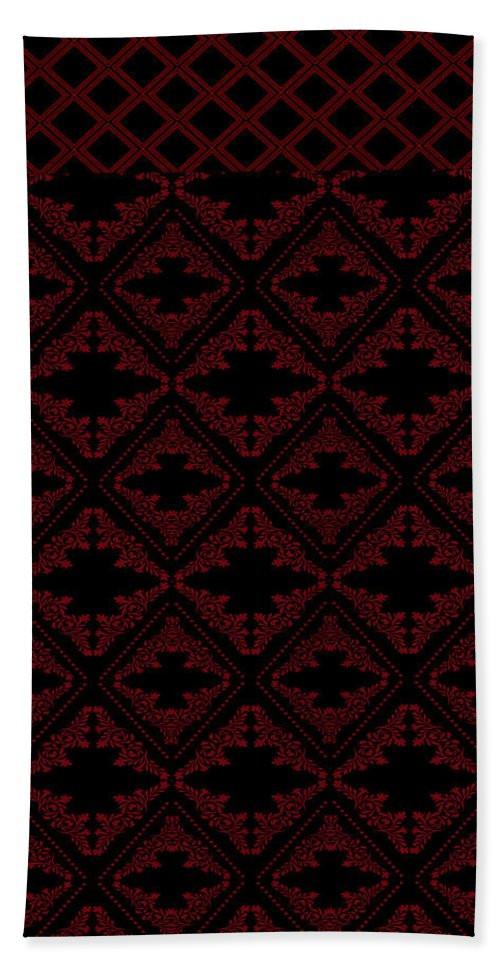 Bath Towel - Elegant Lattice Deep Red