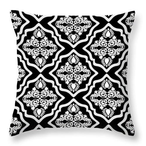 Square Throw Pillow-Garden Floral Black And White