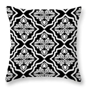 Square Throw Pillow-Garden Floral Black And White