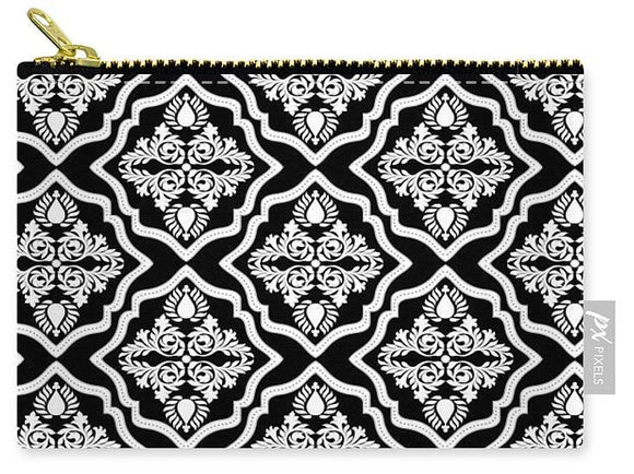 Carry-All Pouch - Garden Floral Black And White