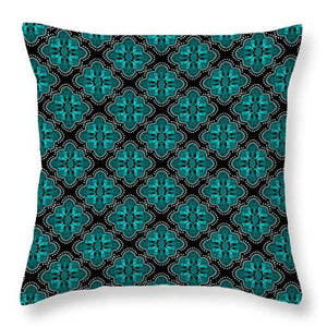 Square Throw Pillow- Kaleidescope Teal