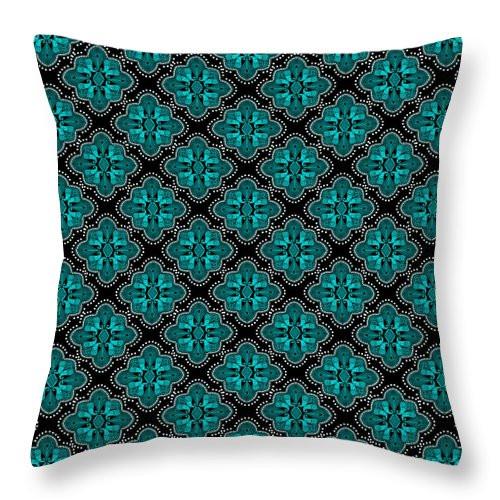 Square Throw Pillow- Kaleidescope Teal