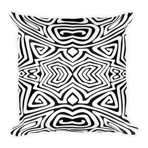 Square Pillow-Bold Tribal B&W
