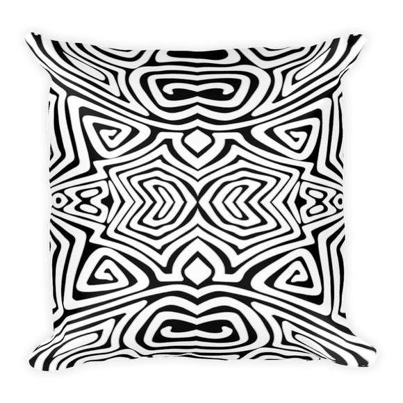 Square Pillow-Bold Tribal B&W