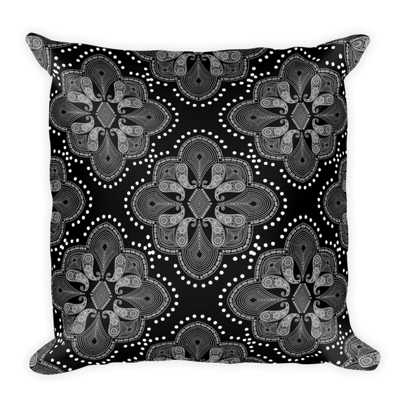 Square Pillow Kaleidescope B&W