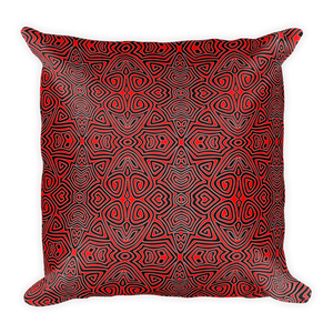 Square Pillow Black Red Tribal