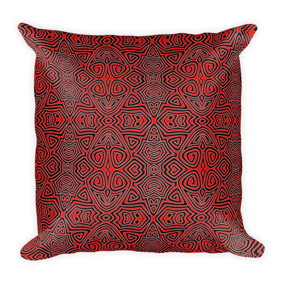 Square Pillow Black Red Tribal