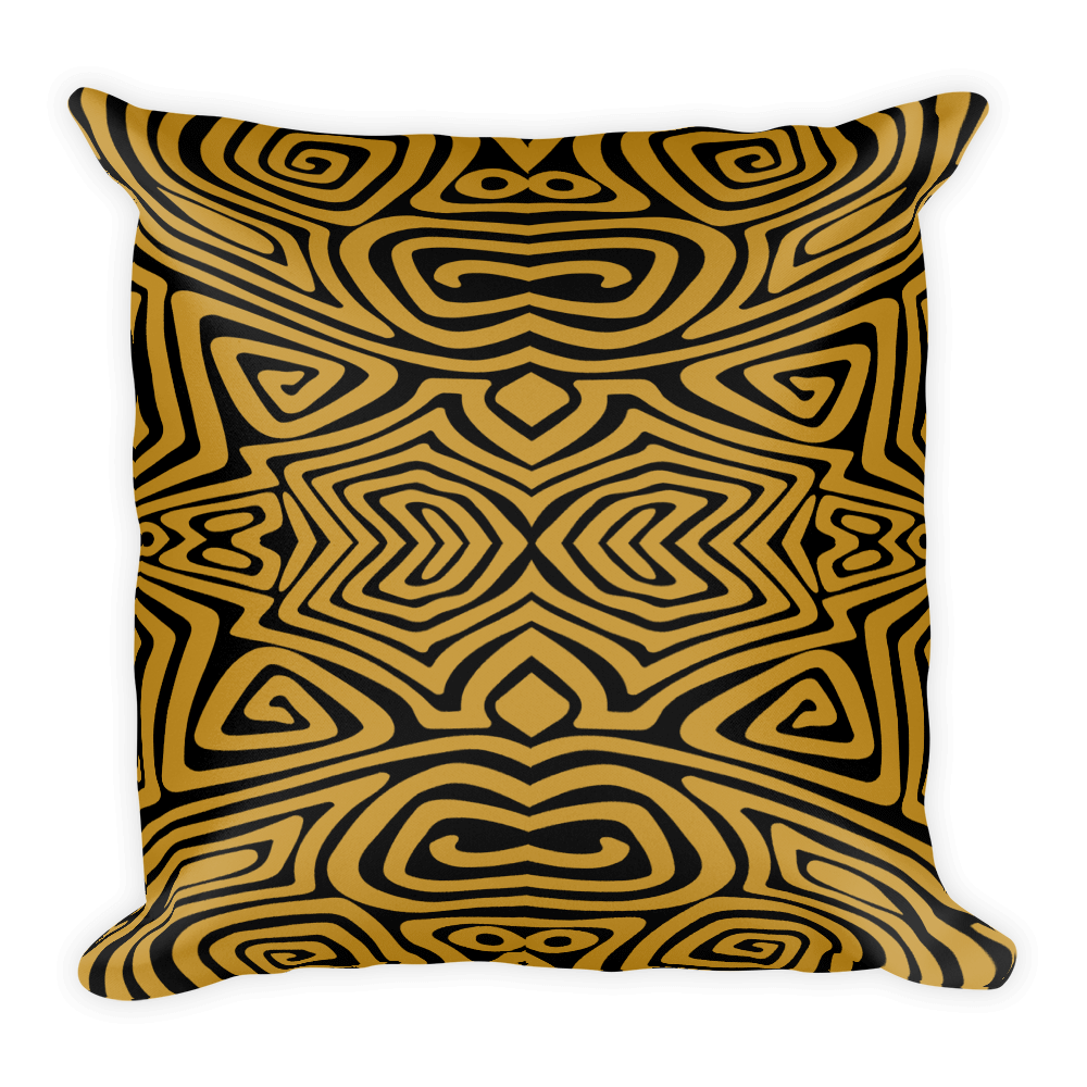 Square Pillow-Bold Tribal Gold