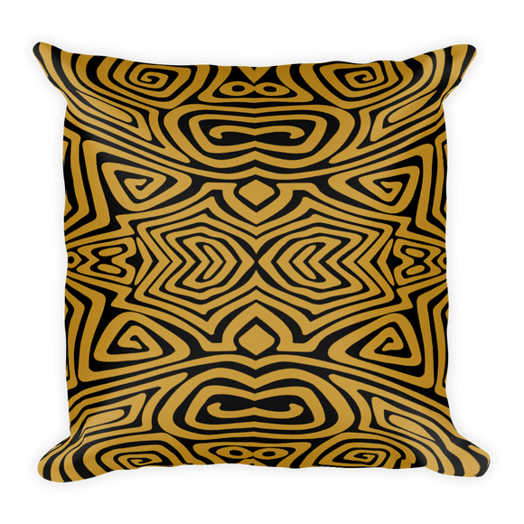 Square Pillow-Bold Tribal Gold