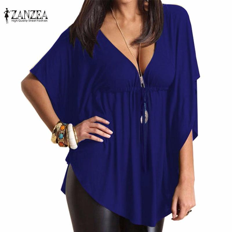 Top-Sexy V-Neck Batwing Sleeve Top