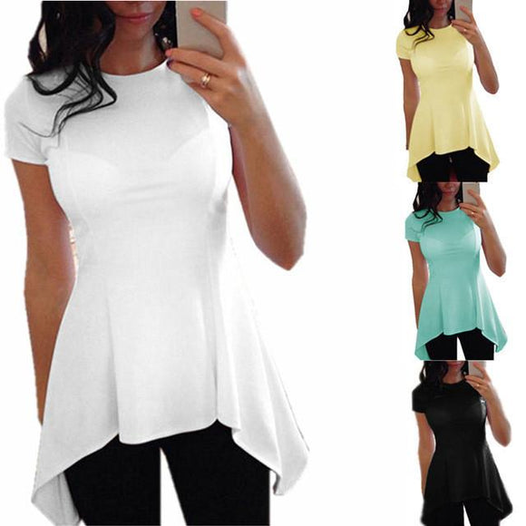 Top-O Neck Peplum Waist Blouse