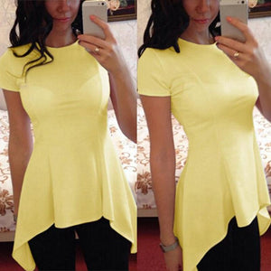 Top-O Neck Peplum Waist Blouse