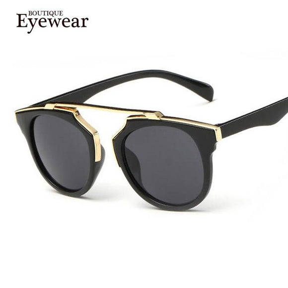 Sunglasses-Vintage Plastic Wrap Metal Cat Eye